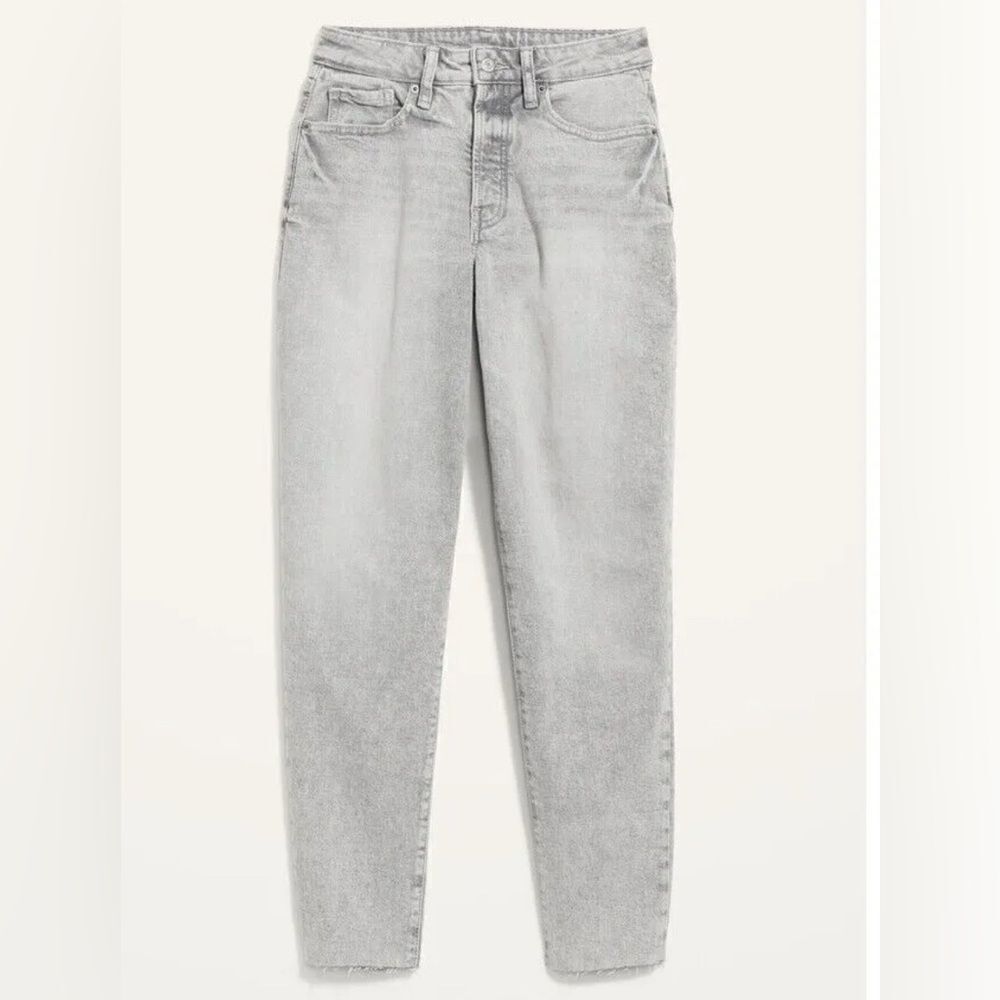 Womens High Waisted Jeans Old Navy Straight Leg Grey - Picture 3 of 3